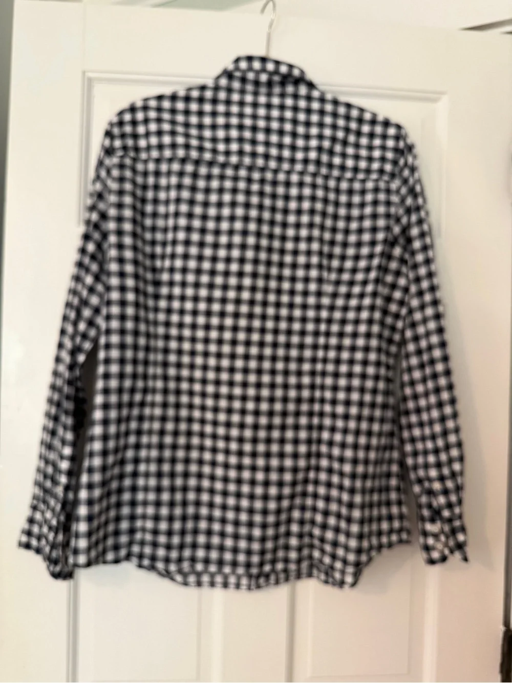 J. Crew Men's Navy and White Gingham Button-Down Shirt
